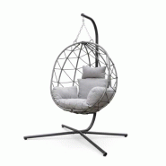 Chaise suspendue casablanca – MTF – acier/rotin noire – 3exn0059