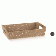 Corbeille carton avec anses kraft et étoiles blanches 35x26x7 cm - par 10