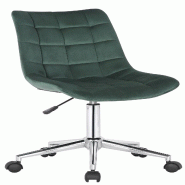 Décoshop26 - Chaise de bureau en velours vert sur roulettes design moderne hauteur réglable BUR10597 - 3000503469608