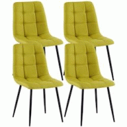 Décoshop26 - Lot de 4 chaises de salle à manger en tissu vert pieds métal noir design moderne et confortable CDS10412 - noir 3002483532693 Décoshop26 - Lot de 4 chaises de salle à manger en tissu vert pieds métal noir design moderne et confortable CDS10412 - noir 3002483532693