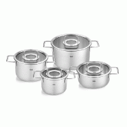 Fissler - Pure Collection - Ensemble 4 pièces (casserole avec couvercle en verre 16 + 20 + 24 cm, casserole avec couvercle en verre 20 cm) - 40092093