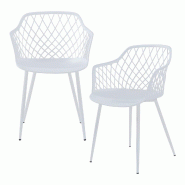 Helloshop26 - Lot de 2 chaises de salle à manger salon design moderne cuisine 82 x 56 x 52 cm blanc 03_0009623 - 3000224788415