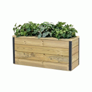 HORTALIA Jardinière en bois avec réserve d’eau Nidum 86 x 34 x 40 cm – Intérieur et extérieur - marron Bois massif N834AL