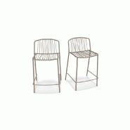 Lot de 2 tabourets haut in & out BRIS - marron