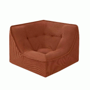 Oviala Business Fauteuil d'angle pour canapé modulable en velours 90 cm terracotta - rouge polyester 115125