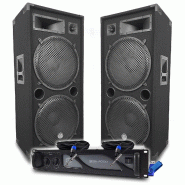 Pack Sono DJ BM SONIC Amplificateur 4000W, Paire d'Enceintes Passives LSC215 2x2000W, Câbles Speakon, Sonorisation PRO+Clé 32G - 3666638036117