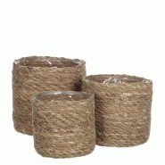 Paniers à poser fibre végétale Ø12 x H12 + Ø14 x H14 Ø16 x H16cm