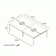 Table de réunion rectangulaire Ogi U - MDD - Oui, Blanc Pastel, Alu, 360_0