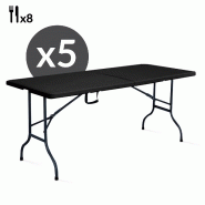 Tables pliantes noires 180cm - lot de 5