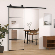 Vidaxl porte coulissante avec kit de quincaillerie 76x205 cm verre esg 3152146