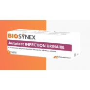 Autotest infection urinaire - exacto - constitué de bandelettes en plastique rigide sur lesquelles sont fixées 4 zones de réactifs