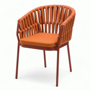 Bistromania Fauteuil de terrasse BANDOL - Terracotta - L 58 x P 60 x H 78 cm - marron aluminium EA202