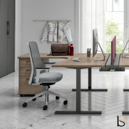 Bureau Idea Tube avec caisson - Quadrifoglio - 180, Anthracite, Orme, Gauche, 4 tiroirs_1