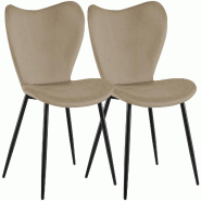 CLP Lot de 2 Chaises de Salle a Manger Maika Velours HBT: 80x50x58 cm Taupe Velours - gris textile 328549