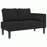 Décoshop26 - Méridienne chaise longue pour intérieur avec coussins en velours noir DEC026092 - noir 3000255617883