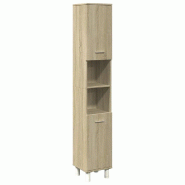 Helloshop26 - Armoire de salle de bain moderne rangement espace 30,5 x 30 x 179 cm en bois d'ingénierie chêne sonoma 02_0049697 - Bois massif 300023