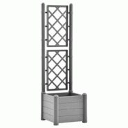 Helloshop26 - Jardinière bac lit surélevé plantes fleurs terrasse jardin avec treillis 43 x 43 x 142 cm PP pierre gris 02_0038298 - 3000214142685 Helloshop26 - Jardinière bac lit surélevé plantes fleurs terrasse jardin avec treillis 43 x 43 x 142 cm PP pierre gris 02_0038298 - 3000214142685