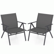 Helloshop26 - Lot de 2 chaises de patio jardin 67 x 61,5 x 78 cm confort ergonomique design moderne en tissu gris 20_0012425 - 3000227221834