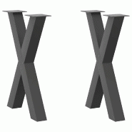 Helloshop26 - Lot de 2 pieds de table à manger en forme de X 60 x 72-73 cm robustes modernes en acier anthracite 02_0057246 - acier 3000239938652