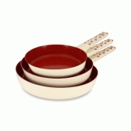 Menastyl - Lot 3 poêles cerise 20/24/28cm en aluminium - 3256391059319