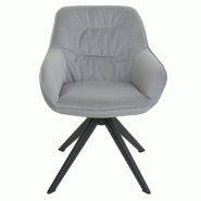 Mendler Chaise de salle à manger HWC-K28, chaise de cuisine chaise rembourrée avec accoudoirs, pivotante, métal ~ tissu/textile gris clair - gris t