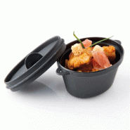 Mini cocotte noire micro-ondable avec couvercle 65cc 9,1x5,8x4,5cm - par 216