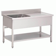 Plonge 1 bac avec égouttoir et dosseret - Gamme 700 mm - Acier inox AISI 430 - Longueurs 1200, 1400 ou 1600 mm Plonge 1 bac avec égouttoir et dosseret - Gamme 700 mm - Acier inox AISI 430 - Longueurs 1200, 1400 ou 1600 mm