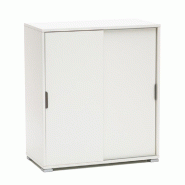 THE WHITE STONE Meuble blanc 75×85×38 cm avec 2 portes coulissantes et étagères réglables, déjà monté pour divers espaces. - blanc Bois manufa