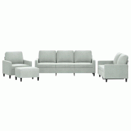 VidaXL Ensemble de canapés 4 pcs avec coussins Gris clair Velours Modèle Tradition Prestige - 3201486