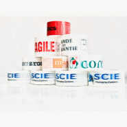 Adhésif personnalisé blanc impression 1 couleur - 338803 – Impression bleue - 75 mm  x 132 m_0