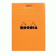 Bloc A7 Rhodia 80 feuillets détachables 7.4x10.5cm reliure quadrillée 5x5 - couverture orange
