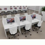 Bureau de call center version double 6 personnes Call. - Blanc, 6 places_0