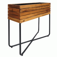 Décoshop26 - Bac à fleurs sur pied rectangulaire 60x62x22 cm en bois d'acacia et structure stable avec pieds en acier 04_0010297 - acier 3000267961820