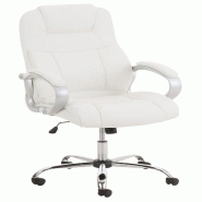 Décoshop26 - Fauteuil de bureau sur roulettes avec accoudoirs mécanisme à bascule en métal chromé PVC blanc 10_0002381 - blanc métal 3000250993807