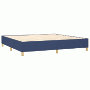 Décoshop26 - Sommier à lattes sur pieds cadre de lit 200x200 cm tissu bleu TDL0207332 - bleu 3001185888008