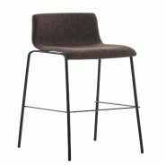 Décoshop26 - Tabouret de bar x1 design moderne empilable assise en tissu marron et 4 pieds métal noir 10_0004953 - marron métal 3000252378749
