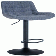 Décoshop26 - Tabouret de bar x1 structure métallique noir assise en tissu bleu avec surpiqûres 10_0005449 - bleu métal 3000252648965