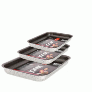 Ensemble de 3 rôtissoires à pizza Mamù 30/35/40 cm, antiadhésives, résistantes aux rayures, en aluminium, fabriquées en Italie - argenté alumin