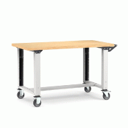 Établi roulant plateau bois L.1500 mm et pieds réglables NOVALP