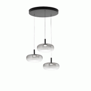 Fabas Luce Suspension Led Devero Ø45 Cm 21 W 2550 Lm Cct 2700 K/3000 K/4000 K, Dimmable, Structure En Métal Et Verre - Gris Clair Dégradé - gris 8