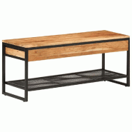 Helloshop26 - Banc à chaussures bottes commode étagère meuble entrée rangement 110 x 35 x 45 cm bois massif d'acacia et fer marron 02_0022859 - ma