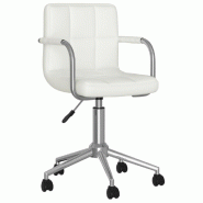 Helloshop26 - Chaise fauteuil siège de bureau informatique étude pivotante similicuir blanc 02_0024048 - blanc acier 3000214658513