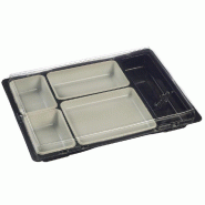 Kit plateau vision noir complet (fond+couvercle+4 raviers) par 25