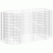 Lit surélevé à gabion fer galvanisé 200 x 100 x 100 cm Argent 02_0039908 - 3000218673420