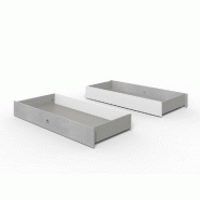 LOT DE 2 TIROIRS DE LIT 160CM VIRONI BLANC ET BÉTON