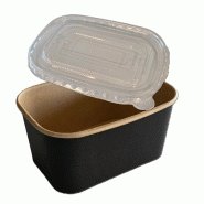 NOVABOWL Combo Saladier Pokebowl Rectangulaire Noir 173x121x85mm 1000ml   - Spécial Plat Chaud & Micro-ondes - Ingraissable - Lot de 900 - noir en ca