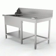 Table de prélavage avec trou vide-ordures MPD-1500 droite, en acier inoxydable, dimensions 1500x700x850 mm, poids 43 kg, pour lave-vaisselle | Sammic