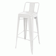 Tabouret haut Bistro en acier avec dossier blanc (lot de 4) | Bolero - DL890