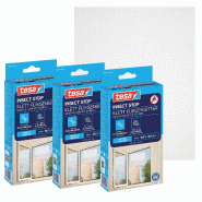 Tesa INSECT STOP H&L Fly Screen Windows - Moustiquaire pour fenêtre - avec ruban crochet, pouvant être coupé à la taille - 3x 100cm x 100cm - Blan