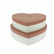 Boites carton forme coeur couvercles roses 28,5x23,5x5x8+26x21,5x7cm